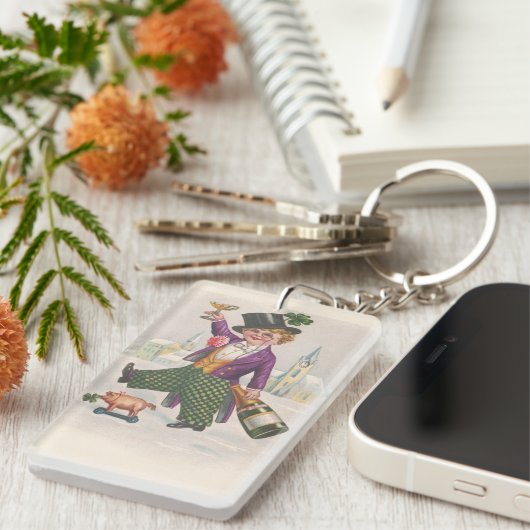  St. Patricks Day Shamrock Champagne Sleutelhanger (Voorkant Rechts)