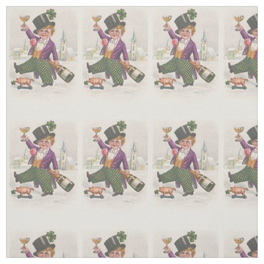 St. Patricks Day Shamrock Champagne Stof (Swatch)