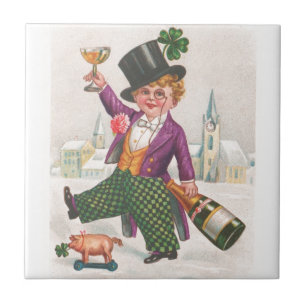 St. Patricks Day Shamrock Champagne Tegeltje