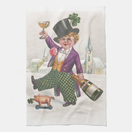 St. Patricks Day Shamrock Champagne Theedoek (Verticaal)