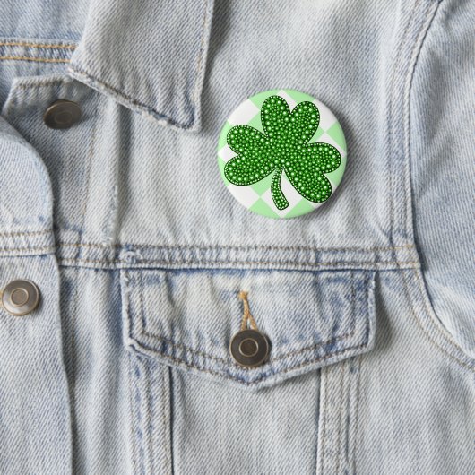 St Patricks Day Shamrock Classic Ronde Button 5,7 Cm (In situ)