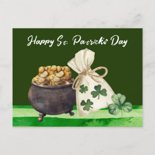 St. Patrick's Day Shamrock Clover and Pot Briefkaart