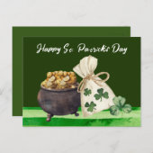 St. Patrick's Day Shamrock Clover and Pot Briefkaart (Voorkant / Achterkant)