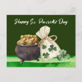 St. Patrick's Day Shamrock Clover and Pot Briefkaart (Voorkant)