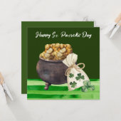 St. Patrick's Day Shamrock Clover and Pot Kaart (Voorkant / Achterkant in situ)