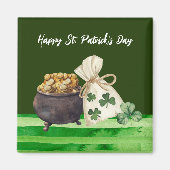 St. Patrick's Day Shamrock Clover and Pot Magneet (Voorkant)