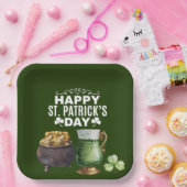 St. Patrick's Day Shamrock Clover and Pot Papieren Bordje (Feest)