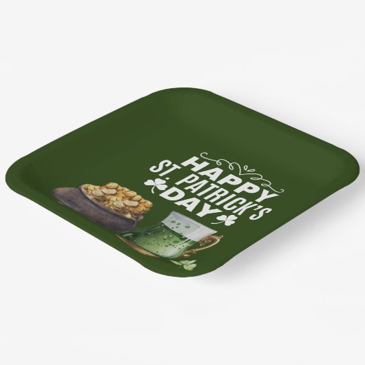 St. Patrick's Day Shamrock Clover and Pot Papieren Bordje (Gebogen)