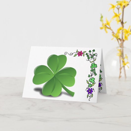St. Patrick's Day Shamrock Clover Card Kaart (Gele Bloem)