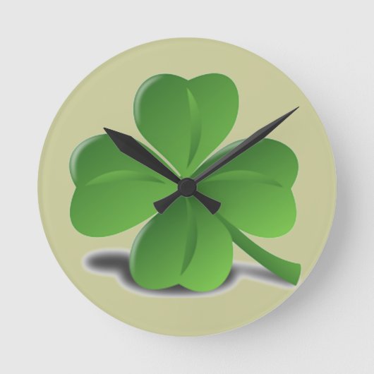 St. Patrick's Day Shamrock Clover Clock Ronde Klok (Voorkant)
