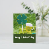 St. Patrick's Day Shamrock Clover en bier Briefkaart (Staand voorkant)