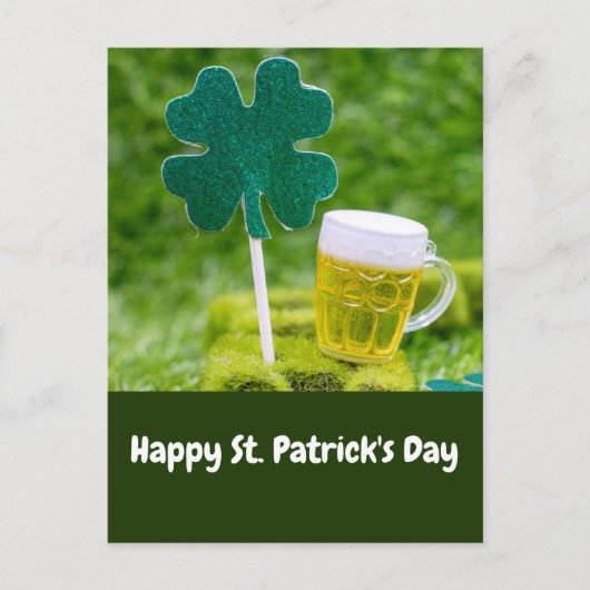 St. Patrick's Day Shamrock Clover en bier Briefkaart (Voorkant)