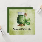 St. Patrick's Day Shamrock Clover en bier Kaart (Voorkant / Achterkant in situ)