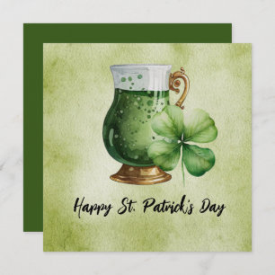 St. Patrick's Day Shamrock Clover en bier Kaart