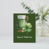St. Patrick's Day Shamrock Clover en bier Postcar Briefkaart (Staand voorkant)