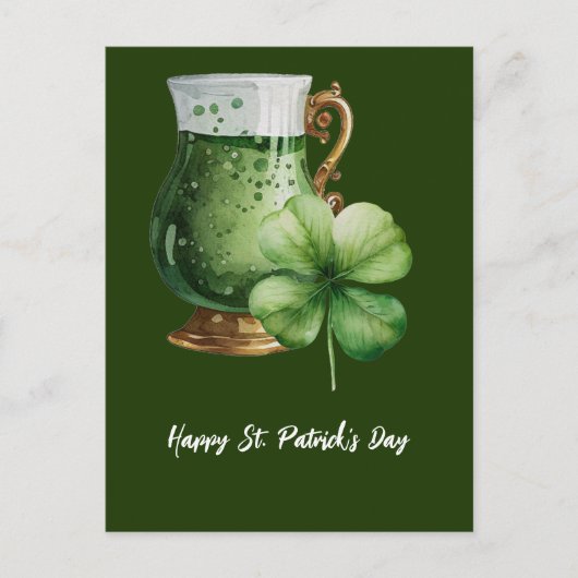 St. Patrick's Day Shamrock Clover en bier Postcar Briefkaart (Voorkant)