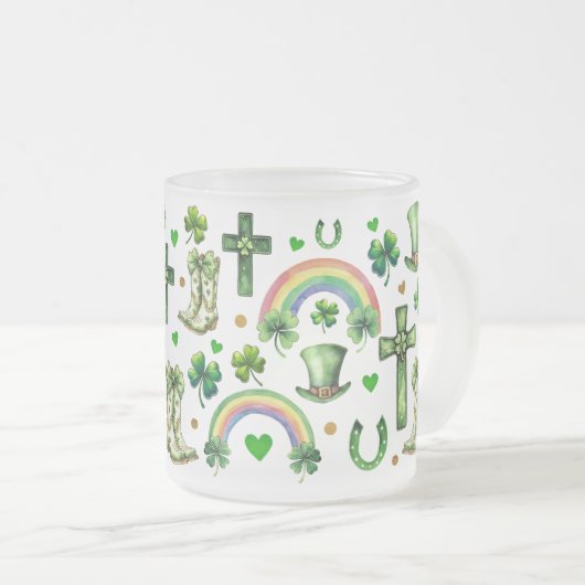 St. Patrick's Day Shamrock Clover - Lucky & Festiv Matglas Koffiemok (Voorkant rechts)