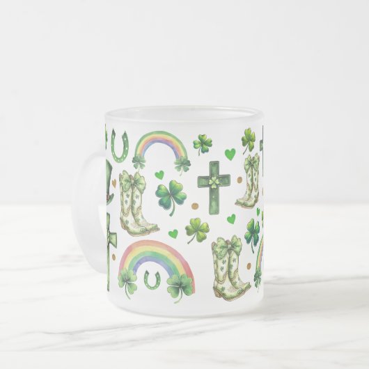St. Patrick's Day Shamrock Clover - Lucky & Festiv Matglas Koffiemok (Voorkant links)