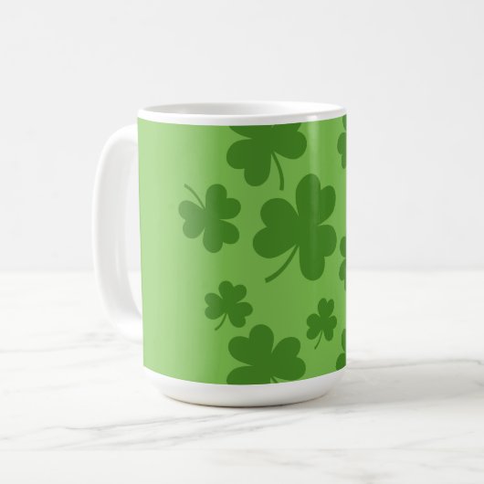 St Patrick's Day Shamrock Clover Pattern Koffiemok (Voorkant links)