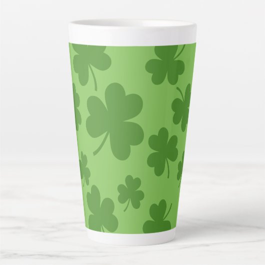 St Patrick's Day Shamrock Clover Pattern Latte Mok (Voorkant)