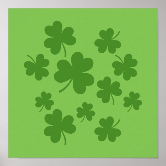 St Patrick's Day Shamrock Clover Pattern Poster (Voorkant)