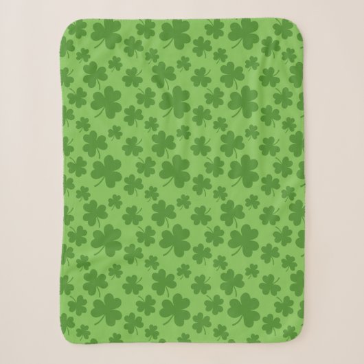 St Patrick's Day Shamrock Clover Pattern Sherpa Deken (Voorkant)