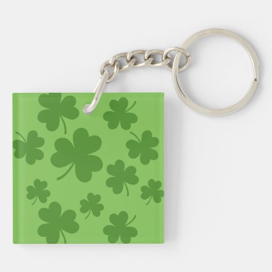 St Patrick's Day Shamrock Clover Pattern Sleutelhanger (Achterkant)