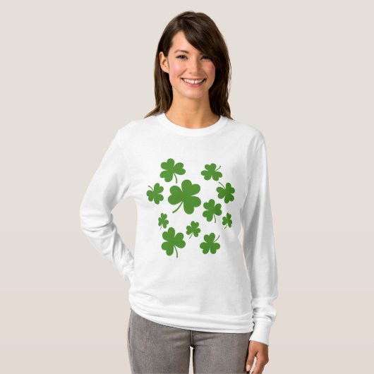St Patrick's Day Shamrock Clover Pattern T-shirt (Voorkant volledig)