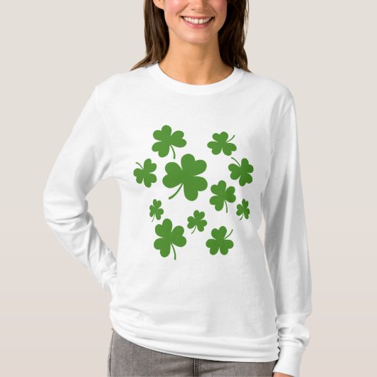 St Patrick's Day Shamrock Clover Pattern T-shirt (Voorkant)