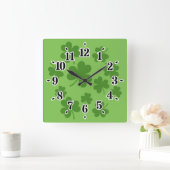 St Patrick's Day Shamrock Clover Pattern Vierkante Klok (Huis)