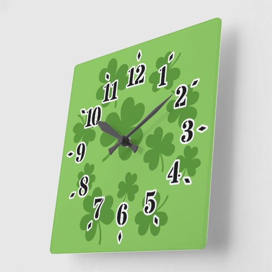 St Patrick's Day Shamrock Clover Pattern Vierkante Klok (Hoek)