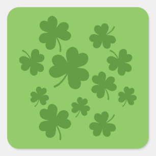 St Patrick's Day Shamrock Clover Pattern Vierkante Sticker