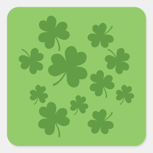 St Patrick's Day Shamrock Clover Pattern Vierkante Sticker (Voorkant)