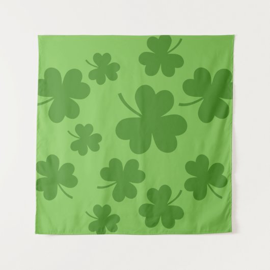 St Patrick's Day Shamrock Clover Pattern Wandkleed (Voorkant (horizontaal))