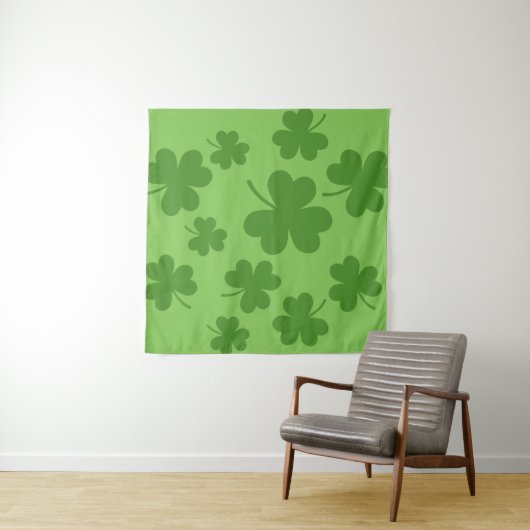 St Patrick's Day Shamrock Clover Pattern Wandkleed (In Situ (horizontaal))