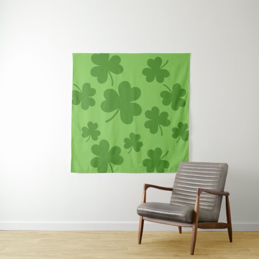 St Patrick's Day Shamrock Clover Pattern Wandkleed (In situ)