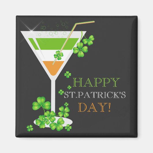 St.Patricks Day Shamrock Cocktail Magnet (Voorkant)