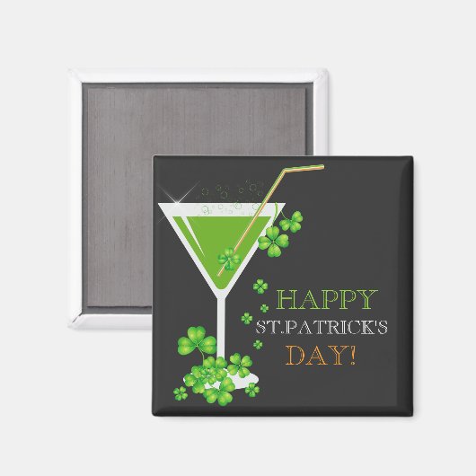 St.Patricks Day Shamrock Cocktail Magnet (Voorkant / Achterkant)
