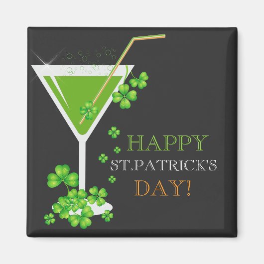 St.Patricks Day Shamrock Cocktail Magnet (Voorkant)