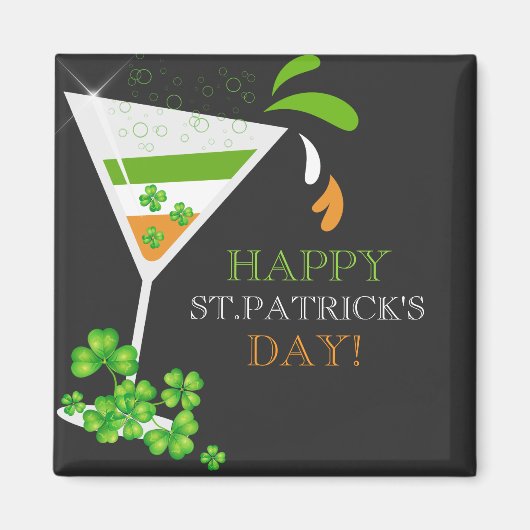 St.Patricks Day Shamrock Cocktail Magnet (Voorkant)