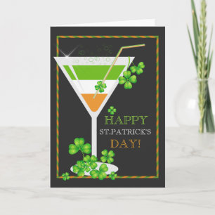St.Patricks Day Shamrock Cocktail Wenskaart Kaart