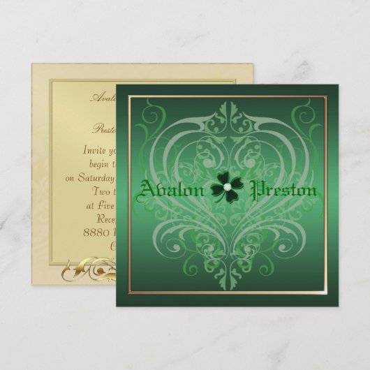 St Patrick's Day Shamrock Crest Wedding Kaart (Voorkant / Achterkant)