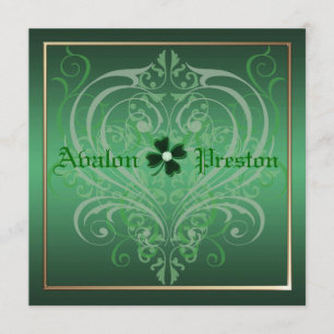 St Patrick's Day Shamrock Crest Wedding Kaart