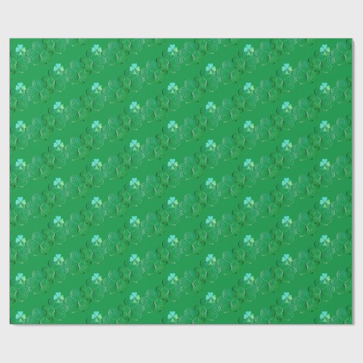 St. Patrick's Day Shamrock Curly Green Cadeaupapier (Vlak)