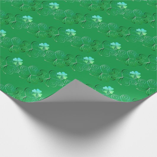 St. Patrick's Day Shamrock Curly Green Cadeaupapier (Hoek)