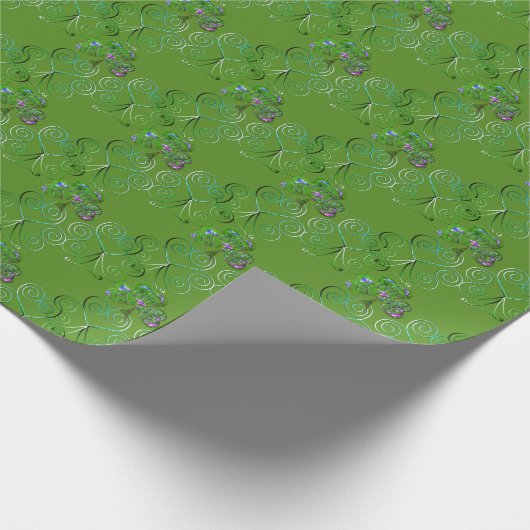 St. Patrick's Day Shamrock Curly Green Cadeaupapier (Hoek)