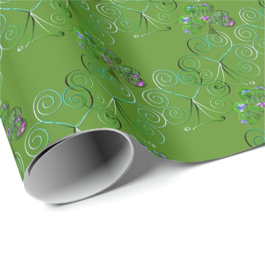 St. Patrick's Day Shamrock Curly Green Cadeaupapier (Rol Hoek)