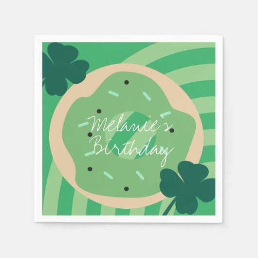 St Patricks Day Shamrock Donut Greenery Party Servet (Voorkant)