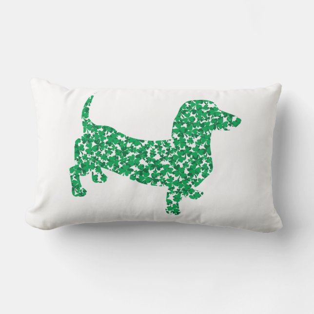 St Patricks Day Shamrock Doxie Kussen (Voorkant)