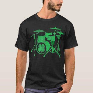 St Patricks Day Shamrock Drum Irish Green Drummer T-shirt